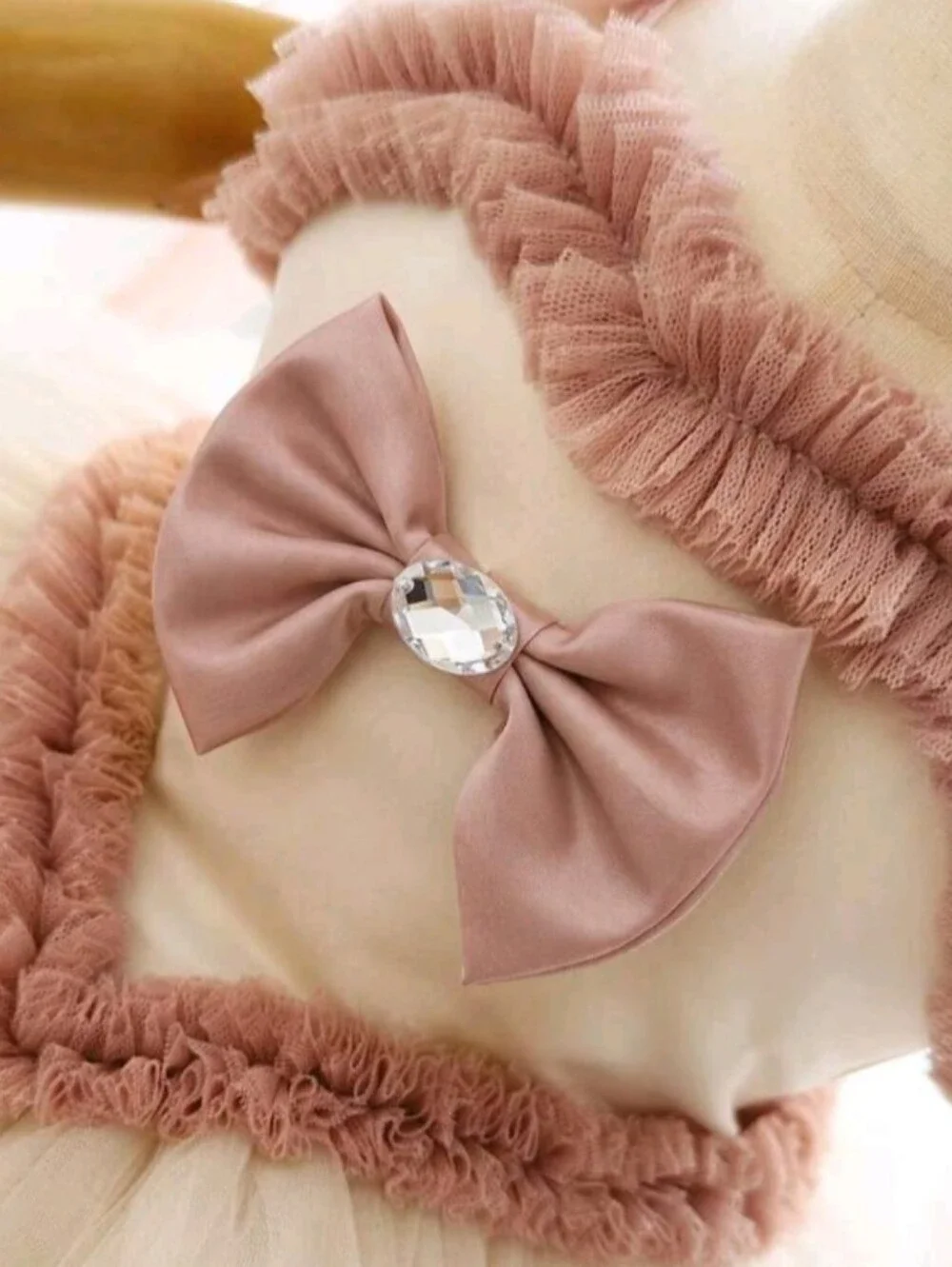 Blush Pink and Cream Tutu Dress with Bow and Tiara